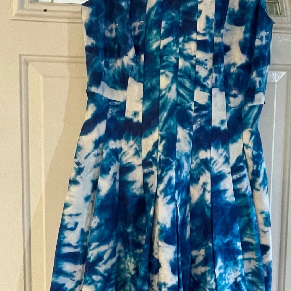 Calvin Klein Oceanic Blue and White Dress